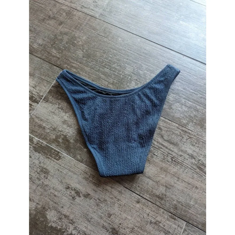 J. CREW RE-IMAGINED Textured Curved Waist Cheeky Bikini Bottom